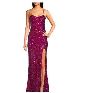 NWT--City Vibe Placement Sequin Scoop Neck Long Dress--SIZE 13--ORCHID COLOR--21